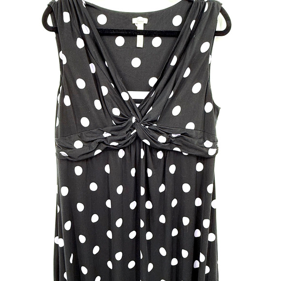 Soma Womens Dress XL Black Lavender Polka Dots Sleeveless Empire Waistline Flowy - Picture 2 of 6